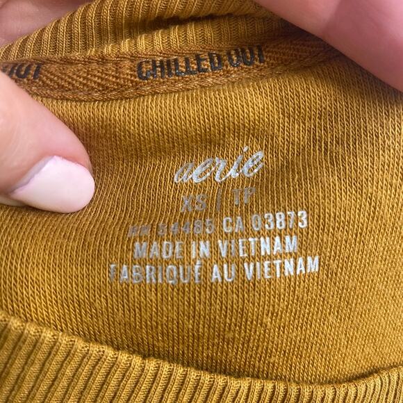 Aerie Dark Yellow Fuzzy Oversized Sweater Size XS - Picture 2 of 6